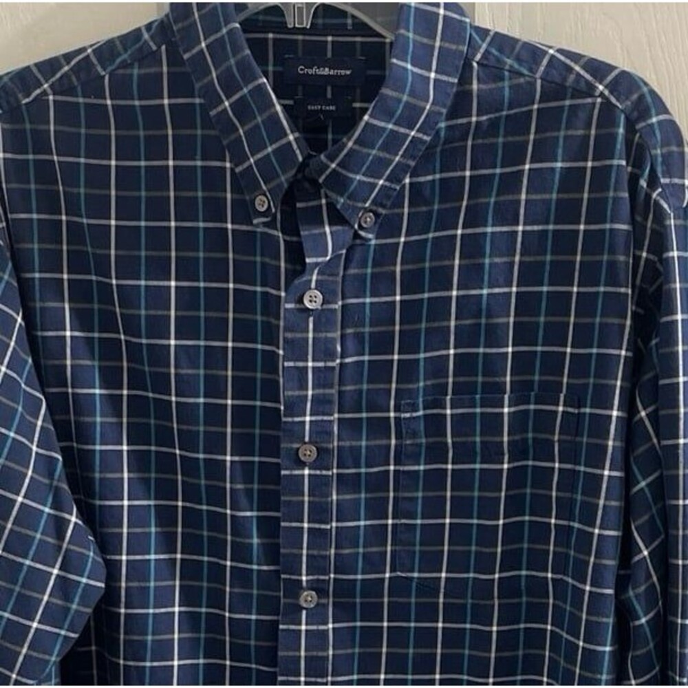 Croft & Barrow Long Sleeve Button Down Shirt Size L Blue - Picture 2 of 5